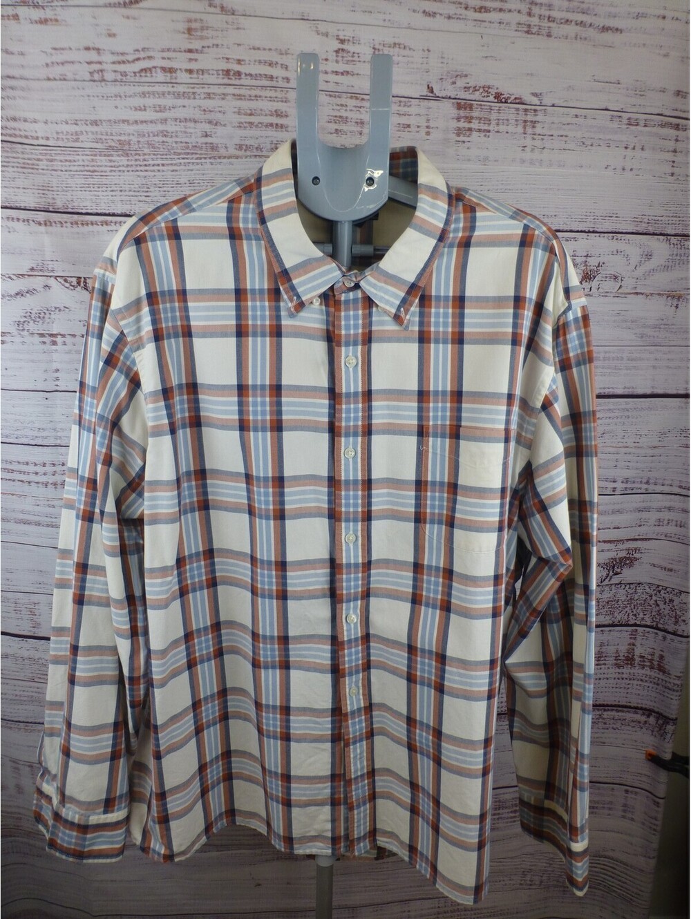Lands' End Men's XXL Traditional Fit Plaid Button-Down Long Sleeve Casual J5A